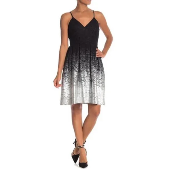 metallic lace midi dress Metallic Lace Off-Shoulder Black Sheath Midi Dress main image 1
